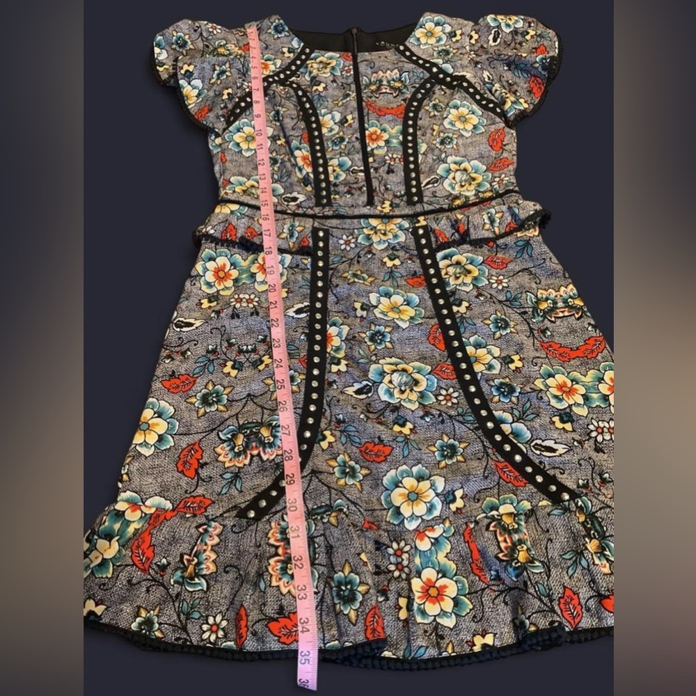 Laundry By Shelli Segal Gray Floral Midi Dress - Picture 7 of 8